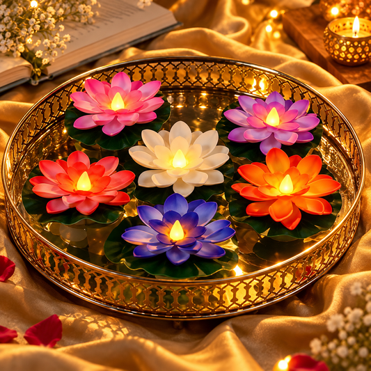 Floating Lotus Water-Sensor Candles – Pack of 4